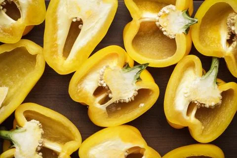 Sweet peppers on the table Stock Photos