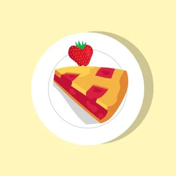 Sweet Pie with Cute Strawberry Vector Illustration Stock Illustration