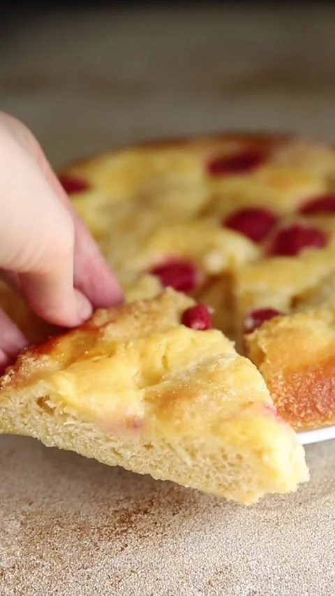 Sweet pie raspberry dessert frangipane dessert baking fresh delicious food Stock Footage 313295789