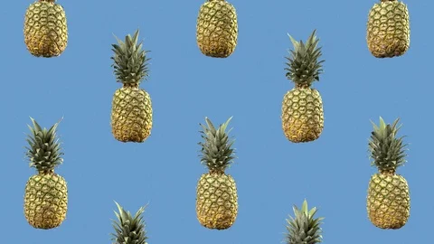 Sweet pineapples are slowly falling. Looped animation. Motion background Stock Footage 114621679