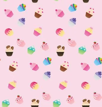 Sweet pink cupcake seamless pattern Stock Illustration