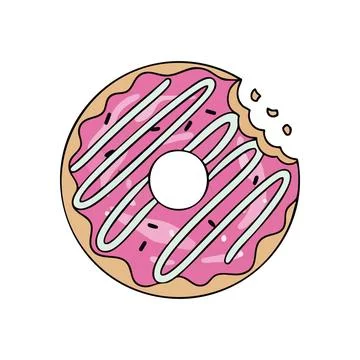 (Sweet Pink Glazed Donut with Bite. This charming pastry features a lovely .. Illustrazione stock
