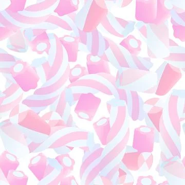 Sweet pink marshmallows seamless pattern. Illustrazione stock