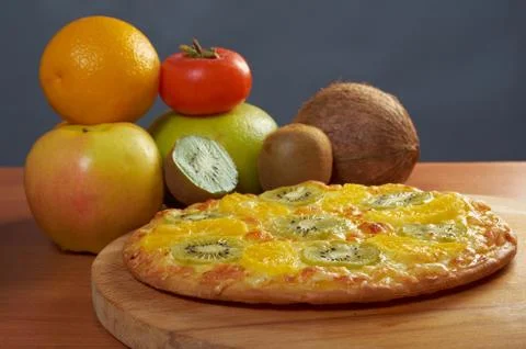 Sweet pizza with fruit Photos
