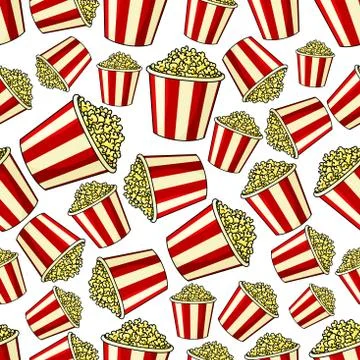 Sweet popcorn seamless pattern background Stock Illustration