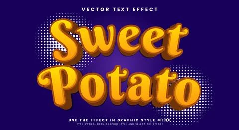 Sweet Potato 3d editable text style template Illustration