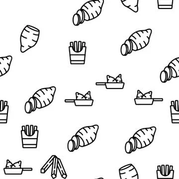 Sweet Potato Batata Vector Seamless Pattern Stock Illustration