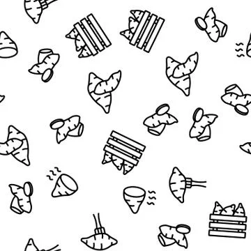 Sweet Potato Batata Vector Seamless Pattern Stock Illustration