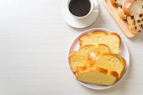 Sweet potato bread with coffee 스톡 사진