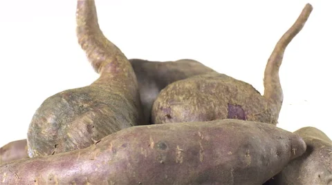 Sweet Potatoes isolated rotating on white background Stock Footage 62192329