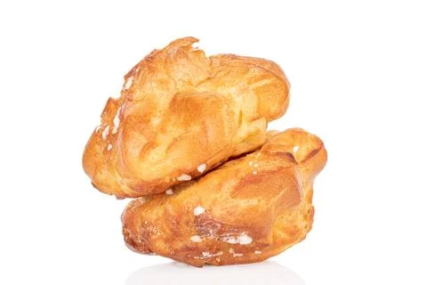 Sweet profiterole on white Foto stock