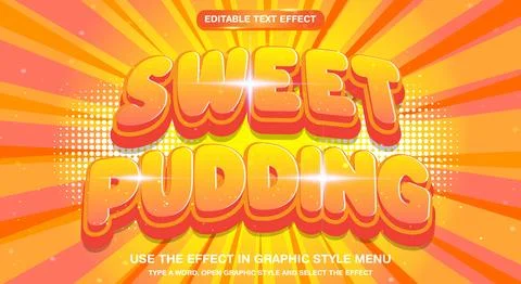 Sweet Pudding 3d editable text effect 스톡 일러스트