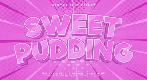 Sweet Pudding 3d editable text effect Template Stock Illustration