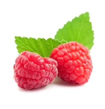 Sweet raspberry closeup on white backgrounds. Stock Photos