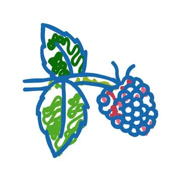 Sweet raspberry fruit icon doodle illustration Stock Illustration