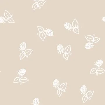 Sweet raspberry fruit line seamless pattern Stock Illustration