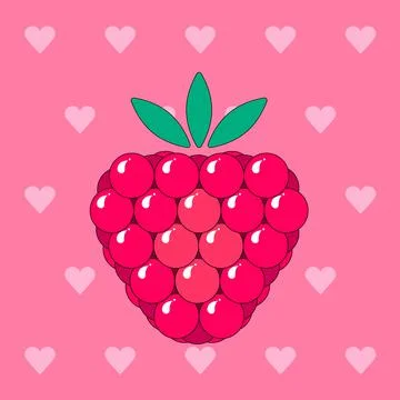 Sweet raspberry on a heart background. Stock Illustration