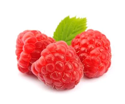 Sweet raspberry with leafs Stock Photos