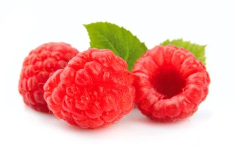 Sweet raspberry with leafs Stock Photos