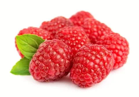 Sweet raspberry with leafs Foto stock