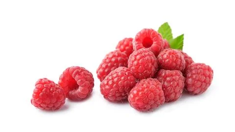 Sweet raspberry with leaves Stock Photos