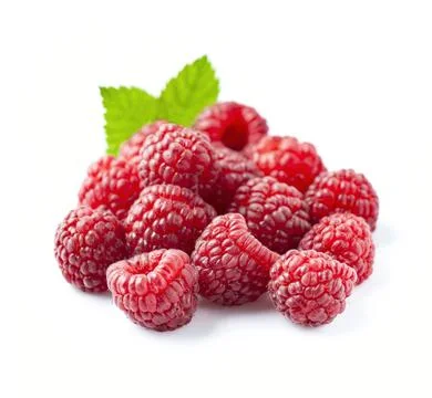 Sweet raspberry with leaves Stock Photos