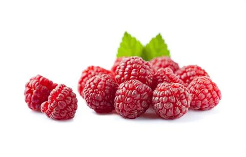 Sweet raspberry with leaves Stock Photos