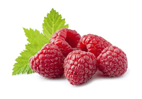 Sweet raspberry with leaves Stock Photos