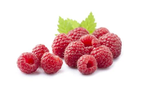 Sweet raspberry with leaves Foto stock