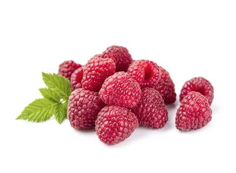 Sweet raspberry with leaves Stock Photos