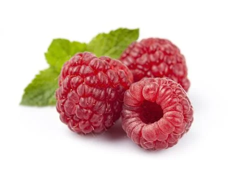 Sweet raspberry with leaves Stock Photos