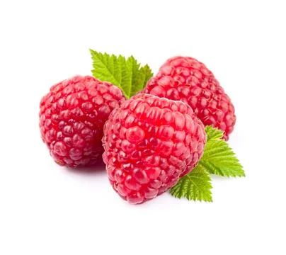 Sweet raspberry with leaves Stock Photos