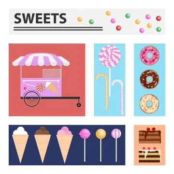 Sweet. Rectangular banners with sweets. Stock Illustration