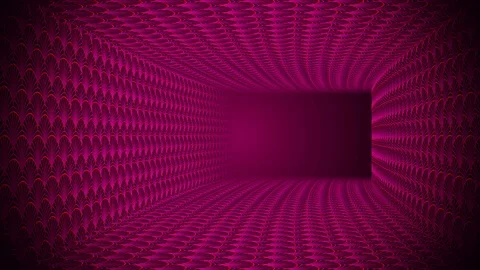 Sweet Red Artistic Texture Lines Shape Of Square Curved Tunnel Light Pattern Stock Footage 124846481