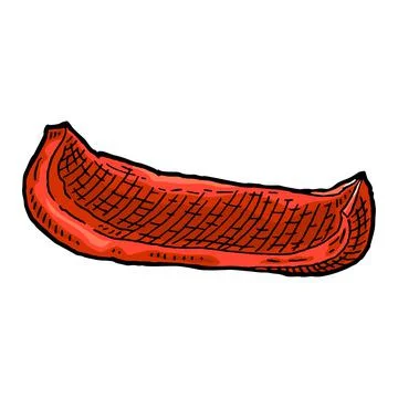 Sweet red bell pepper slice. Vintage vector engraving color illustration. Stock Illustration