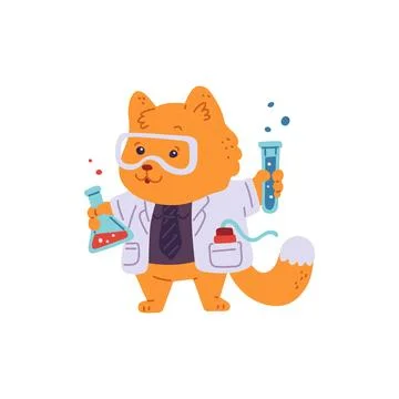 Sweet red cat chemist. Stock Illustration