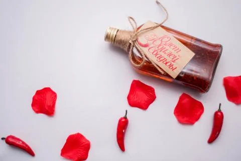 Sweet red pepper kapi, three peppers on white wooden table, pepper, chile, ch Stock Photos