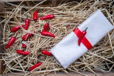 Sweet red pepper kapi, three peppers on white wooden table, pepper, chile, ch Stock Photos