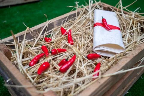 Sweet red pepper kapi, three peppers on white wooden table, pepper, chile, ch Stock Photos