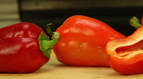 Sweet red peppers Stock Footage 52938983