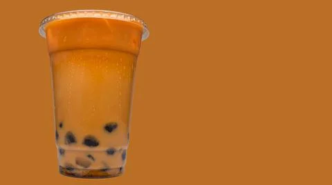 Sweet Refreshing Thai Iced Tea With Boba Stock Photos