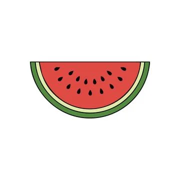 (Sweet Refreshing Watermelon Slice. Vibrant red melon segment with dark see.. Stock Illustration