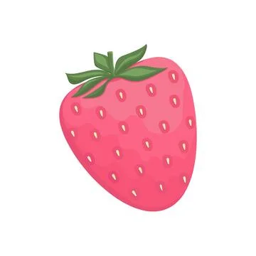Sweet ripe strawberry fruit, flat vector Stock Illustration