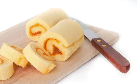 Sweet roll cake. Stock Photos