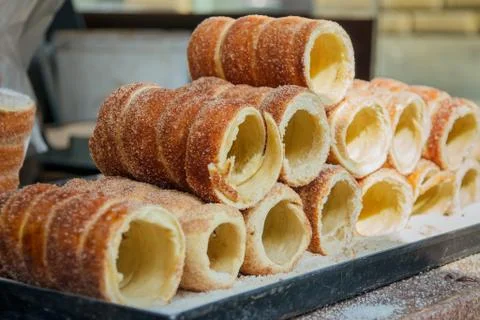 Sweet rolls with sugar Stock Photos