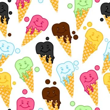 Sweet seamless pattern with colour ice cream. Stockillustratie