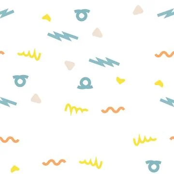 Sweet seamless pattern featuring abstract hand drawn squiggles, waves, and .. Stock Illustration