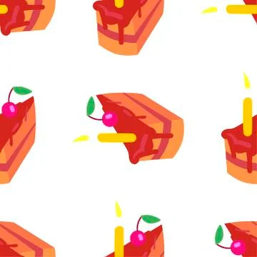Sweet seamless pattern with piece of cakes on a white background.  Stock Illustration