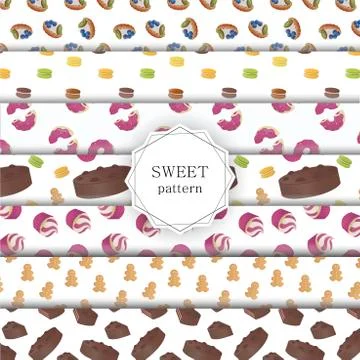 Sweet set of patterns with endless reproduction Stock Illustration