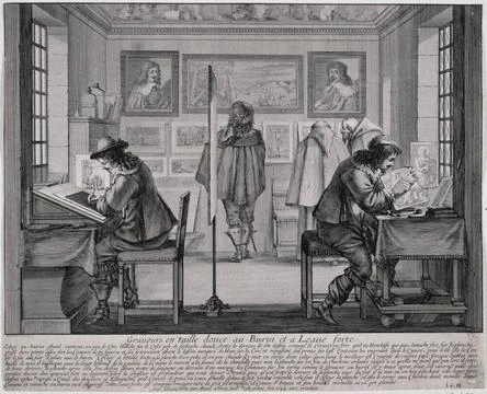 Sweet-size engravers, chisel and water Abraham Bosse (1602-1676). Softwate... Foto stock